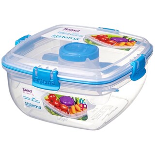 Sistema | To Go | Caserola de salata cu bol pentru dressing si tacamuri, 1.1L, diverse culori