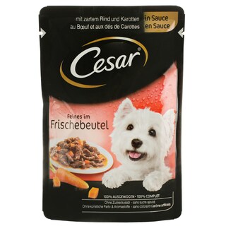 Cesar | Hrana umeda cu vita si morcovi in sos pentru caini 100g
