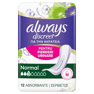 Always Discreet | Absorbante pentru pierderi urinare, Normal, 12 bucati