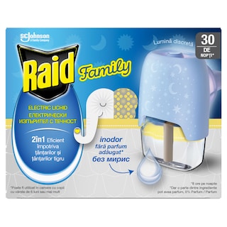 Raid | Family | Aparat electric cu rezerva lichida impotriva tantarilor 21ml