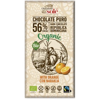 Chocolates Sole | Ciocolata neagra bio cu portocale 56% cacao 100g