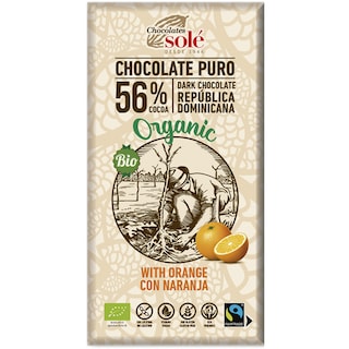 Chocolates Sole | Ciocolata neagra bio cu portocale 56% cacao 100g
