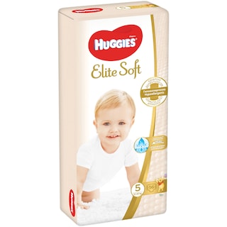Huggies | Elite Soft | Scutece bebelusi, marimea 5, 12-22 kg, 56 buc