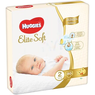 Huggies | Elite Soft | Scutece bebelusi, marimea 2, 4-6 kg, 80 buc