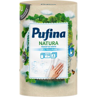 Pufina | Natura | Prosop de hartie ultra absorbant 3 straturi, 110 foi