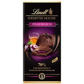 Lindt | Ciocolata 70% cacao cu mousse de ciocolata, prune si rom 150g