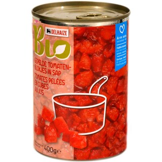 Delhaize Bio | Rosii bio decojite cuburi 400g