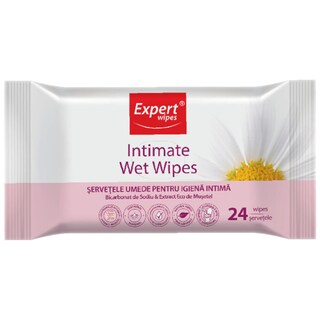 Expert wipes | Servetele umede pentru igiena intima, cu extract eco de musetel