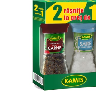 Kamis | Pachet rasnita cu condiment pentru carne si sare de mare 48g+90g