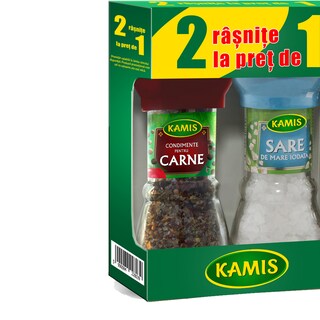 Kamis | Pachet rasnita cu condiment pentru carne si sare de mare 48g+90g