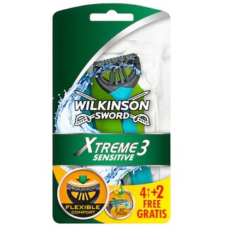 Wilkinson | Xtreme3 | Aparat ras Sensitive, 4+2 bucati