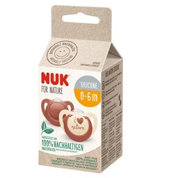NUK | For Nature | Suzeta din silicon, 0-6 luni, 2 bucati, rosu