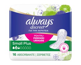 Always Discreet | Absorbante pierderi urinare Small Plus, 16 bucati