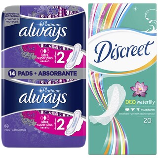 Always | Platinum | Absorbante Ultra Super Plus 14 bucati + Absorbante zilnice Waterlily 20 bucati