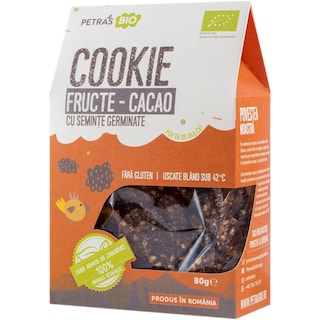 Petras Bio | Fructe-cacao bio cu seminte germinate fara gluten 80g