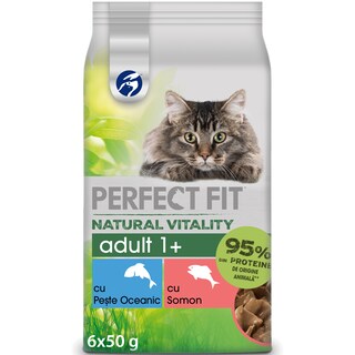 Perfect Fit | Natural Vitality | Hrana umeda pentru pisici cu peste oceanic si somon 6x50g