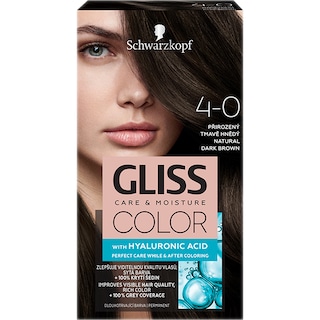 Gliss | Color | Vopsea de par permanenta Color 4-0 Saten Inchis Natural 143ml