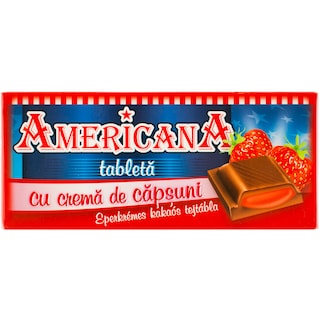Americana | Tableta de ciocolata cu crema de capsuni 100g