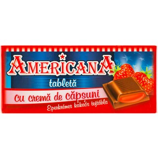 Americana | Tableta de ciocolata cu crema de capsuni 100g