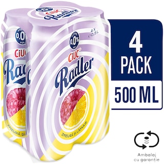 Ciuc Radler | Bere fara alcool cu zmeura si lamaie 4x0.5L
