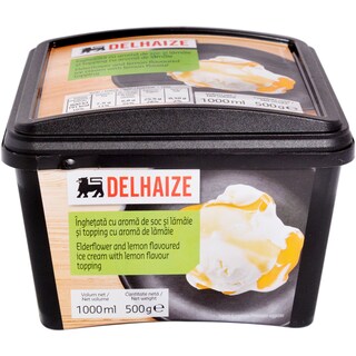 Delhaize | Inghetata cu aroma de soc si lamaie si topping cu aroma de lamaie 500g