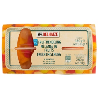 Delhaize | Mix fructe in suc de struguri 4x120g
