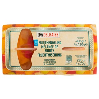 Delhaize | Mix fructe in suc de struguri 4x120g