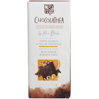 Chocolathea | Ciocolata cu lapte, ghimbir si coji de portocala 90g