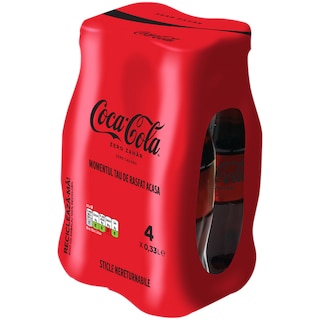 Coca-Cola Zero Zahar | Bautura racoritoare carbogazoasa  4x330ml