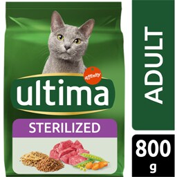 Hrana uscata cu vita pentru pisici adulte sterilizate 800g
