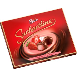 Poiana | Suchardine | Praline de ciocolata cu crema de frisca si capsuni 126g