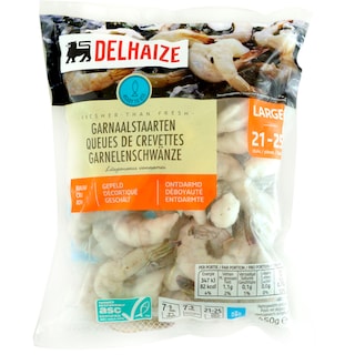 Delhaize | Cozi de creveti decorticati, 21-25  bucati 450g