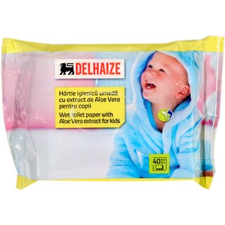 Delhaize | Hartie igienica umeda cu extract de Aloe Vera pentru copii 40 bucati