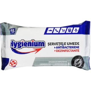Hygienium | Servetele umede antibacteriene dezinfectante 48 bucati