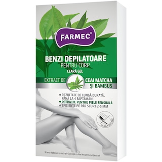 Farmec | Benzi depilatoare pentru corp cu ceara Gel 16 benzi