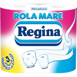 Regina | Rola Mare | Hartie igienica Rola Mare, 3 straturi, 4 role