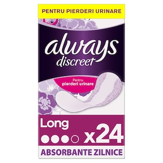 Always Discreet | Absorbante pentru pierderi urinare, Long, 24 bucati