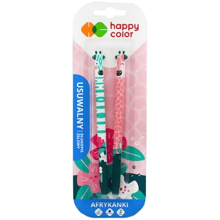 Happy Color | Roller gel cu rescriere, 0.5 mm, albastru, 2 buc/set, Afrykanki