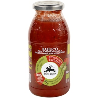 Alce Nero | Pulpa biologica de rosii in cubulete cu busuioc 500g