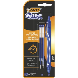 Bic | Gelocity Quick | Pix cu gel albastru 0.7mm + 2 rezerve