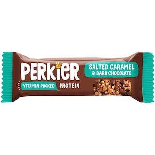 Perkier | Baton proteic cu ciocolata neagra si caramel sarat 37g