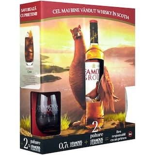 Famous Grouse | Whisky cu 2 pahare, 0.7L