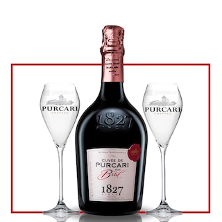 Purcari | Spumant Cuvee Rose Brut 0.75L + 2 pahare