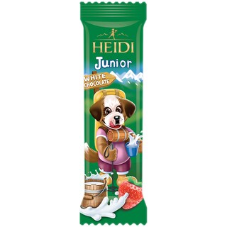 Heidi | Baton de ciocolata alba cu crema de capsuni 20g