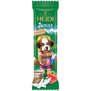 Heidi | Baton de ciocolata alba cu crema de capsuni 20g