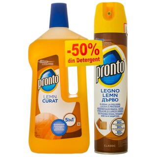Pronto | Pachet cu spray pentru suprafete si 50% reducere la detergent 300ml+750ml