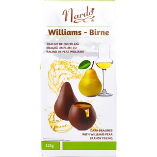 Nardo | Praline de ciocolata neagra umplute cu rachiu de pere Williams 125g