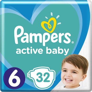 Pampers | Active Baby | Scutece bebelusi Marimea 6, 13-18 kg, 32 buc