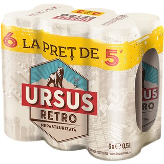 Ursus | Retro | Bere blonda nepasteurizata 6x0.5L