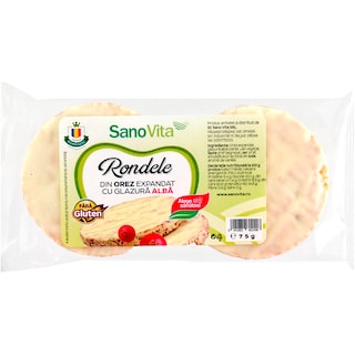 Sano Vita | Rondele din orez cu glazura alba 75g